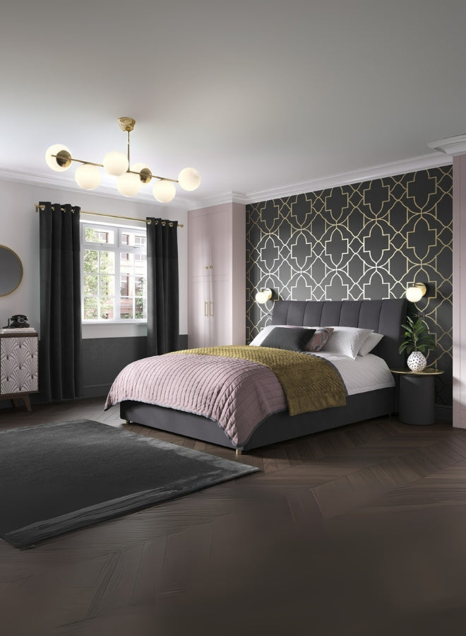 Charcoal Light Upholstered Bed