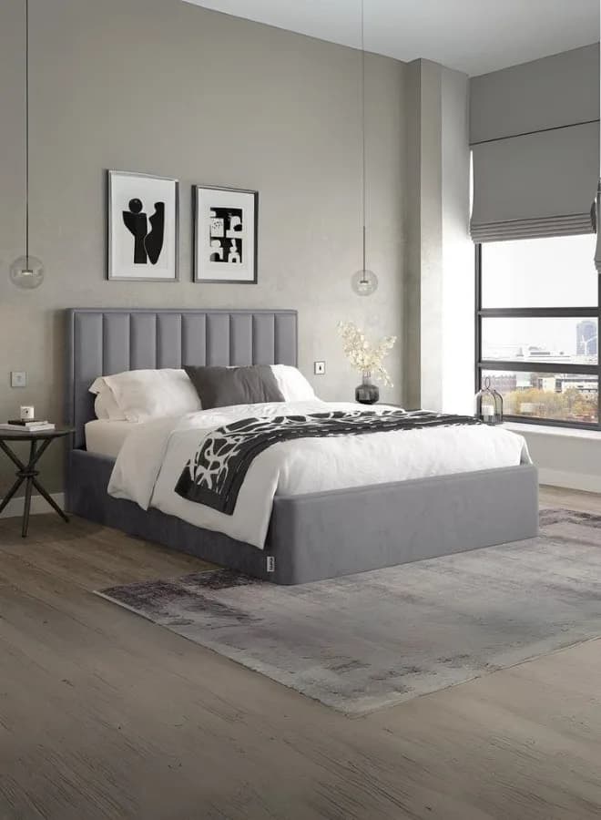 Soothe Snooze Upholstered Hydraulic Bed with Free Mattress