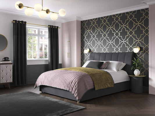 Charcoal Light Upholstered Bed